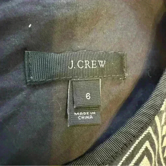 J Crew women’s dress 6 diamond ikat midi gray cream black belted excel pre-owned - Picture 9 of 14